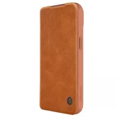 Husa pentru iPhone 15 - Nillkin QIN Leather Case - Brown Maro