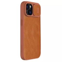 Husa pentru iPhone 15 - Nillkin QIN Leather Case - Brown Maro