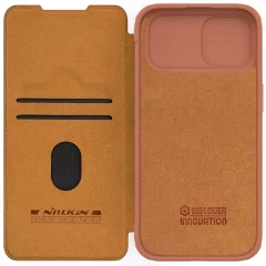 Husa pentru iPhone 15 - Nillkin QIN Leather Case - Brown Maro