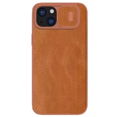 Husa pentru iPhone 15 Plus - Nillkin QIN Leather Case - Brown Maro