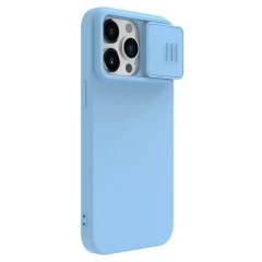 Husa pentru iPhone 15 Pro Max - Nillkin CamShield Silky MagSafe Silicone - Haze Blue Bleu