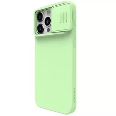 Husa pentru iPhone 15 Pro Max - Nillkin CamShield Silky MagSafe Silicone - Mint Green Verde