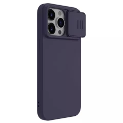 Husa pentru iPhone 15 Pro - Nillkin CamShield Silky MagSafe Silicone - Dark Night Purple violet