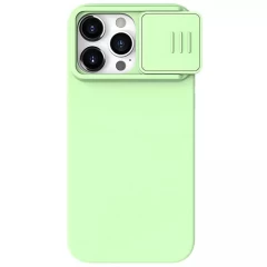 Husa pentru iPhone 15 Pro - Nillkin CamShield Silky MagSafe Silicone - Dark Night Purple Verde 