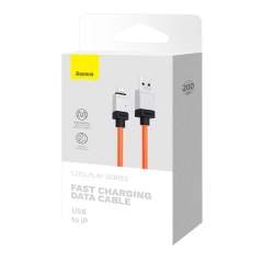 Cablu de Date USB la Lightning Fast Charging, 2.4A, 2m - Baseus CoolPlay Series (CAKW000507) - Orange Portocaliu