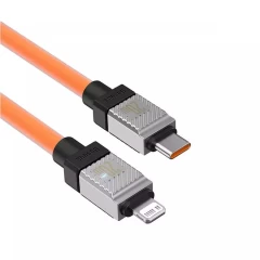 Cablu de Date USB-C la Lightning Fast Charging, 20W, 2m - Baseus CoolPlay Series (CAKW000107) - Orange Portocaliu