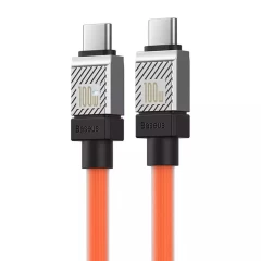 Cablu de Date Type-C la Type-C Super Fast Charging PD100W, 2m - Baseus CoolPlay Series (CAKW000307) - Orange Portocaliu