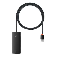 Hub USB to 4x USB3.0, Type-C, 1m - Baseus Lite Series (WKQX030101) - Black Negru