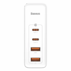 Incarcator 2x USB-C PD 100W, 2x USB-A QC3.0 + Cablu Type-C - Baseus (CCGAN2P-L02) - White Alb