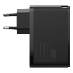 Incarcator 2x USB-C PD 100W, 2x USB-A QC3.0 with Cable Type-C to Type-C - Baseus (CCGAN2P-L01) - Black Negru