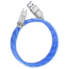 Cablu USB to Type-C PD100W, 1m - Hoco Crystal (U113) - Blue Albastru