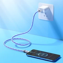 Cablu USB to Type-C PD100W, 1m - Hoco Crystal (U113) - Blue Albastru