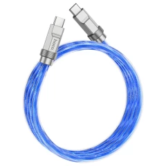 Cablu Type-C la Type-C PD100W, 1m - Hoco Crystal (U113) - Blue Albastru