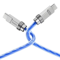 Cablu Type-C la Type-C PD100W, 1m - Hoco Crystal (U113) - Blue Albastru