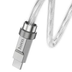 Cablu Type-C la Type-C PD100W, 1m - Hoco Crystal (U113) - Silver Argintiu
