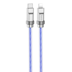Cablu Type-C la Lightning 20W, 1m - Hoco Crystal (U113) - Blue Albastru