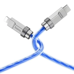 Cablu Type-C la Lightning 20W, 1m - Hoco Crystal (U113) - Blue Albastru