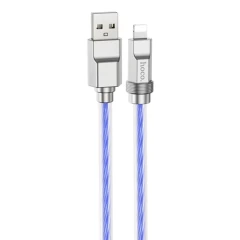 Cablu USB la Lightning, 2.4A, 1m - Hoco Crystal (U113) - Blue Albastru