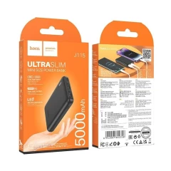 Baterie externa 2x USB, Type-C, Micro-USB, 5000mAh - Hoco Journey (J115) - Black Negru