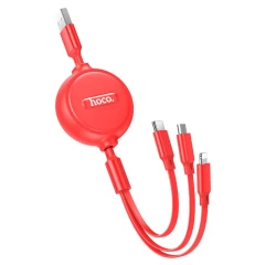 Cablu USB-A la Type-C, Lightning, Micro-USB, 2A, 1m - Hoco Double-Pull (X75) - Red Rosu