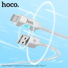 Cablu USB la Type-C, 1.2m - Hoco Regent Colorful (U123) - Black Negru