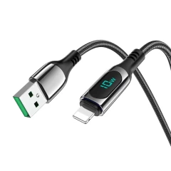 Cablu USB la Lightning, 2.4A, 1.2m - Hoco Extreme (S51) - Black Negru