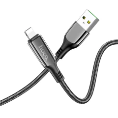 Cablu USB la Lightning, 2.4A, 1.2m - Hoco Extreme (S51) - Black Negru