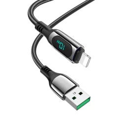 Cablu USB la Lightning, 2.4A, 1.2m - Hoco Extreme (S51) - Black Negru