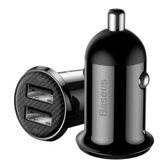 Incarcator Auto 2x USB, 4.8A - Baseus (CCALLP-01) - Black Negru