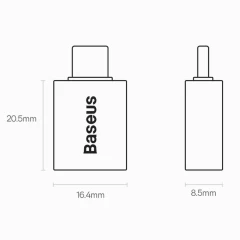 Adaptor Type-C to USB 3.2, 10 Gbps, cu OTG - Baseus Ingenuity Series (ZJJQ000003) - Blue Albastru