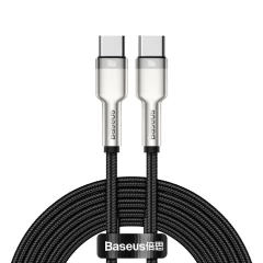 Cablu Type-C to Type-C, Super Fast Charge, 100W, 480Mbps, 20V, 5A, 2m - Baseus Cafule Series Metal (CATJK-D01) - Black Negru