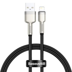 Cablu USB la Lightning, 2.4A, 480Mbps, 25cm - Baseus Cafule Series Metal (CALJK-01)  - Black
