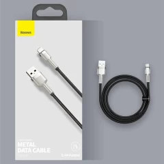 Cablu USB la Lightning, 2.4A, 480Mbps, 25cm - Baseus Cafule Series Metal (CALJK-01)  - Black Negru