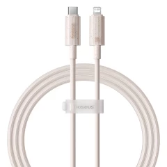 Cablu Type-C to Lightning, Fast Charging, 20W, 480Mbps, 2m - Baseus Habitat Series (P10360201421-01) - Wheat Pink Roz