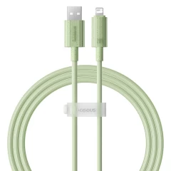 Cablu USB la Lightning, 480Mbps, 2.4A, 2m - Baseus Habitat Series (P10360200631-01) - Natural Green verde deschis