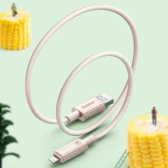 Cablu USB la Lightning, 480Mbps, 2.4A, 2m - Baseus Habitat Series (P10360200631-01) - Natural Green verde deschis