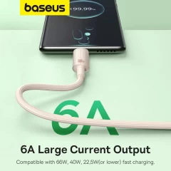 Cablu USB to Type-C, Fast Charging, 100W, 480Mbps, 2m - Baseus Habitat Series (P10360203631-01) - Natural Green verde deschis