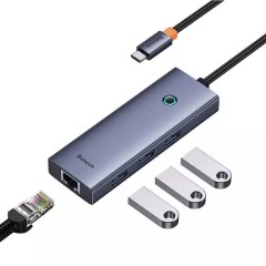 Hub Type-C to 3 x USB 3.0, RJ45 - Baseus UltraJoy Series (B0005280A813-00) - Space Grey