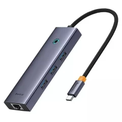Hub Type-C to 3 x USB 3.0, RJ45 - Baseus UltraJoy Series (B0005280A813-00) - Space Grey Gri