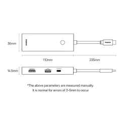 Hub Type-C la HDMI, VGA, 4xUSB, Type-C, 4K@60Hz - Baseus UltraJoy (B00052803811-01) - Space Grey Gri