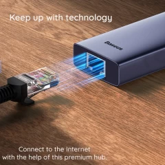 Hub Type-C la HDMI, 2x USB, Type-C, RJ45, SD, TF - Baseus UltraJoy (B00052805813-00) - Space Grey Gri