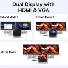 Hub Type-C la HDMI 4K, VGA, 4xUSB, Type-C, RJ45, SD, TF, Jack 3.5mm - Baseus Metal Gleam (B00030709811-00) - Space Grey Gri
