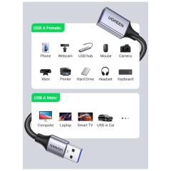 Cablu USB Male la USB Female, 2A, 5Gbps, 5m - Ugreen (25285) - Black 
