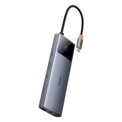 Hub USB-C la HDMI, 3xUSB, 2xUSB-C, RJ45, SD,TF, Jack3.5mm - Baseus Metal Gleam Series II (B00061800813-00) - Space Grey
