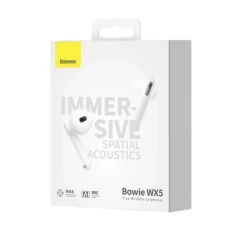 Casti Fara Fir, BT 5.3, TWS - Baseus Bowie WX5 (A00051000213-00) - White Alb