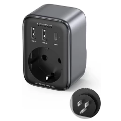 Incarcator Priza EU, 2x USB, Type-C la US, Fast Charging, 30W - Ugreen (15289) - Black Negru