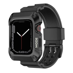 Husa pentru Apple Watch 4 / 5 / 6 / SE / SE 2 (44mm) + Curea - Lito Metal RuggedArmor (LS002) - Silver Negru 