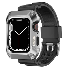 Husa pentru Apple Watch 4 / 5 / 6 / SE / SE 2 (44mm) + Curea - Lito Metal RuggedArmor (LS002) - Grey Argintiu 