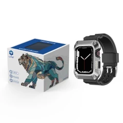 Husa pentru Apple Watch 7 / 8 / 9 (45mm) + Curea - Lito Metal RuggedArmor (LS002) - Silver Argintiu