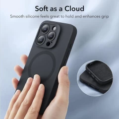 Husa pentru iPhone 15 Pro - ESR Cloud Soft HaloLock - Black Negru